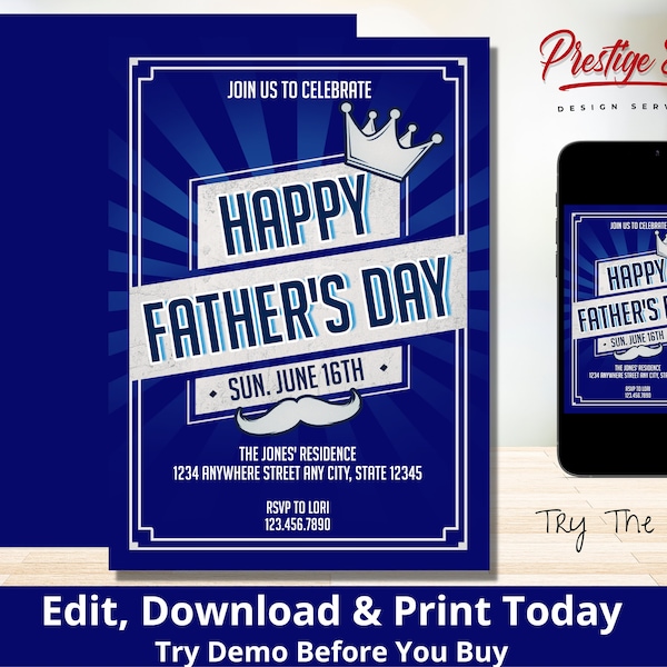 Father's Day Invitation - Father's Day Brunch - Celebrate Dad Invite - Dad Day Invitation - Happy Father's Day Flyer Printable - PEFATH