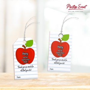 Leraarwaardering Apple Tag, Teachers Week Gift, Waarderingscadeau, To The Core Tag, Afdrukbare Tags - TEACH