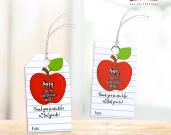 Teacher Appreciation Apple Tag, Teachers Week Gift, Appreciation Gift, To The Core Tag, Printable Tags - TEACH