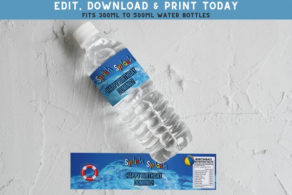 Pool Party Drink Wraps - Water Bottle Wraps - Pool Party Label - Pool Water Labels - Pool Party Decor- PES003 Il_570xn