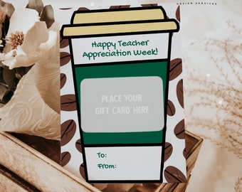 Coffee Cup Teacher Gift Card Holder (Digital Download)