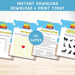 Boy Story Baby Shower Game Bundle - It&#39;s A Boy Story Theme - Baby Shower Activity - The Price Is Right Printable Game - Shower Games - PES0