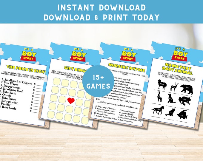 It's a Boy Story Games, It's a Boy Story Baby Shower, Toy Story Baby Shower Games, Boy Baby