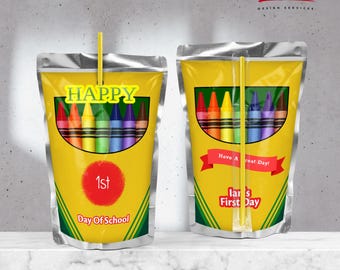 Crayon Back To School Juice Label: Student Treat (Instant Download)
