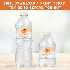 Little Cutie Water Bottle Label - Baby Orange Shower Water Wrapper - Custom Water Labels - Clementine Baby Shower Water Label - PEORAN
