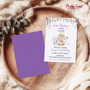 Wildflower Bunny 1st Birthday Invitation (Digital Download)
