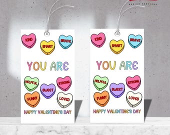 Conversation Heart Valentine's Day Tag - Printable Classroom Valentines (Digital Download) - VAL