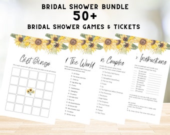 Sunflower Bridal Shower Games Bundle: 59 Printable Games (PDF)