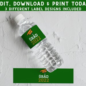 Graduation Water Bottle Wrapper - Class of 2023 - Grad Party Decor - Photo Water Bottle Label - Grad Favor Bag - Graduation Printable - GRAD
