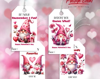 Valentine Gnome Gift Tags: School Valentines (Digital Download)