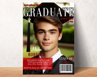 Graduate Magazine Cover Invitation: Senior Party Announcement (Digital Download)