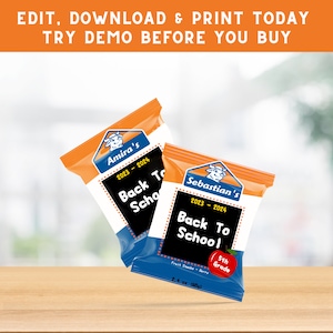 Back To School Snack Wrappers - First Snack Day Of School Treat - Fun Glue Themed Favor - Last Minute Happy 1st Day - B2SPE