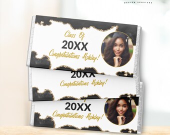 Black Agate Graduation Candy Bar Wrapper: Printable Chocolate Label (Digital Download)