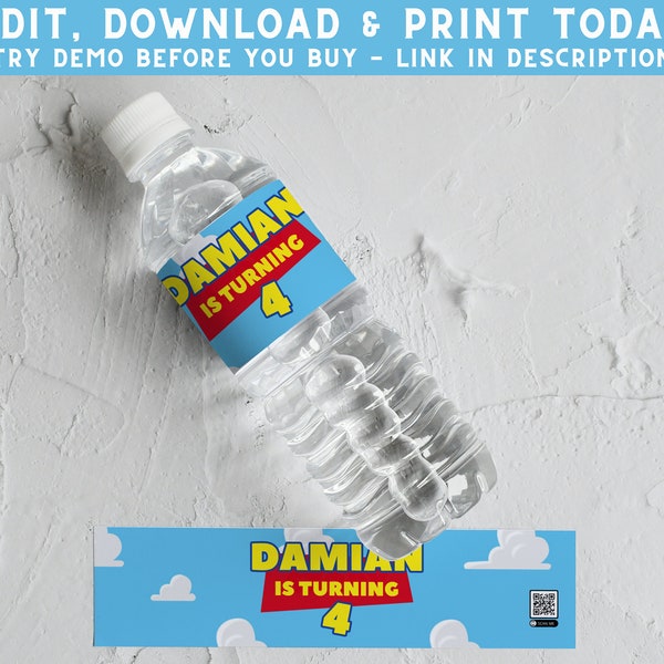 Toy Story Water Bottle Label - Birthday Sports Drink Wrapper - Custom Water Labels - Toy Story Party - Printable Water Label - PES0