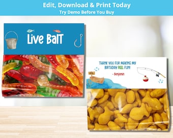 Fishing Treat Bags - The Big One Fish Birthday - Fishing Birthday Favors - Gone Fishing Party -1st Birthday Fish Theme - PES103