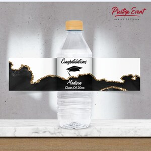 Agate Graduation Water Bottle Wrapper - Class of 2025 - Grad Party Decor - Water Bottle Label - Grad Favor Bag - Graduation Printable - GRAD