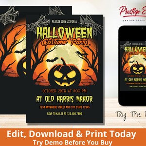 Haunted House Halloween Costume Party Invitation (Digital Download)