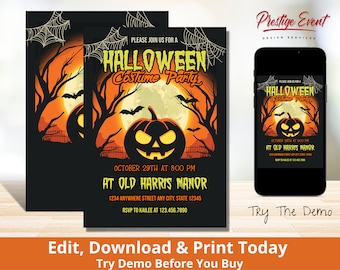 Haunted House Halloween Costume Party Invitation (Digital Download)
