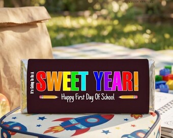 Back to School Chocolate Bar Wrapper, It's Going to Be a Sweet Year Printable Candy Bar Label, Teacher Student Gifts - B2SPE