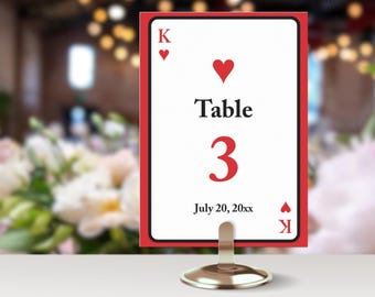 Casino Table Number Sign: Vegas Poker Night Party Decor (Printable)(PESC01)