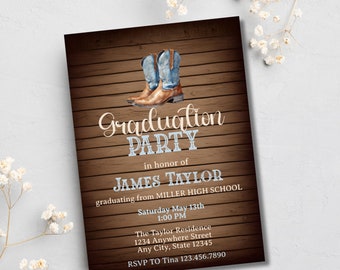Cowboy Boots Graduation Party Invitation: Western Class of 2026 (Digital Download)