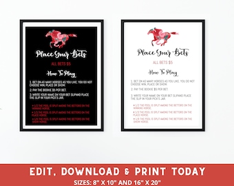 Cartel de apuestas del Derby: Haga sus apuestas, decoración para fiestas (descarga digital imprimible)