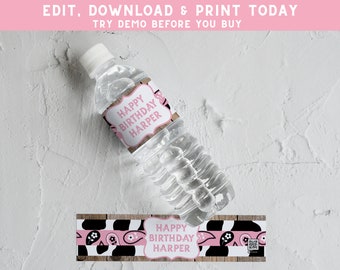 Cowgirl Water Label - Pink Western Water Wrapper - Custom Rodeo Water Labels - Cowgirl Party - Printable Water Label - PEC200