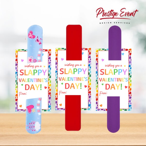 Slap Bracelet Valentine's Day Printable, Slap Valentine, Valentine Tag, Class Valentine, Bracelet Valentine Slappy Valentine - VAL