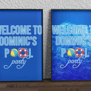Bewerkbaar welkomstbord voor poolparty: verjaardagsdecoratie (digitale download)