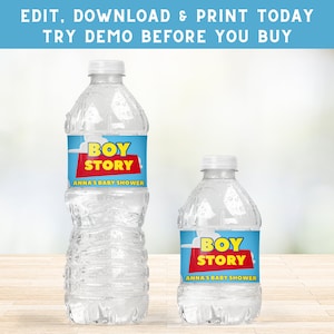 Boy Story Water Bottle Label - Toy Story Baby Shower Water Wrapper - Custom Water Labels - Boy Story Party - Printable Water Label - PES0