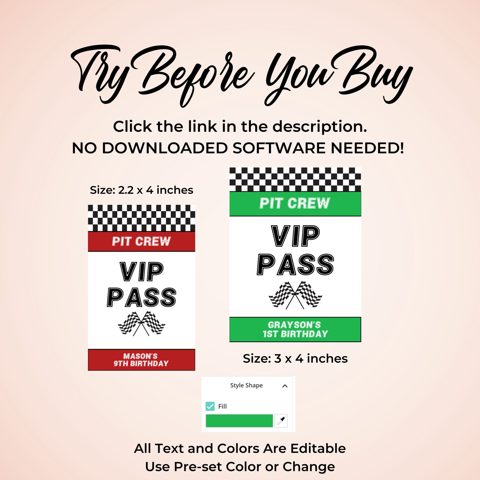 Race Car Party VIP Pit Crew Pass (digital Download)- PECA6 - Etsy