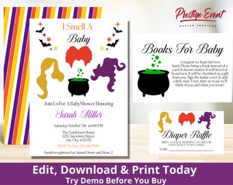 Hocus Pocus Baby Shower Invitation Bundle (Digital Download)