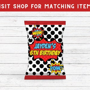 Superhero Rice Treat Superhero Rice Krispies Wrapper Superhero Decor Superhero Theme Superhero Favors PES109 image 3