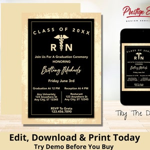 RN Graduation Invite - Pinning Ceremony - Nursing School Grad Invitation - Nursing Grad Party