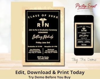 RN Graduation Invite - Pinning Ceremony - Nursing School Grad Invitation - Nursing Grad Party