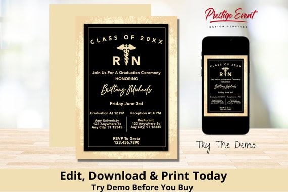 RN Graduation Invite - Pinning Ceremony - Nursing School Grad Invitation - Nursing Grad Party Il_570xn