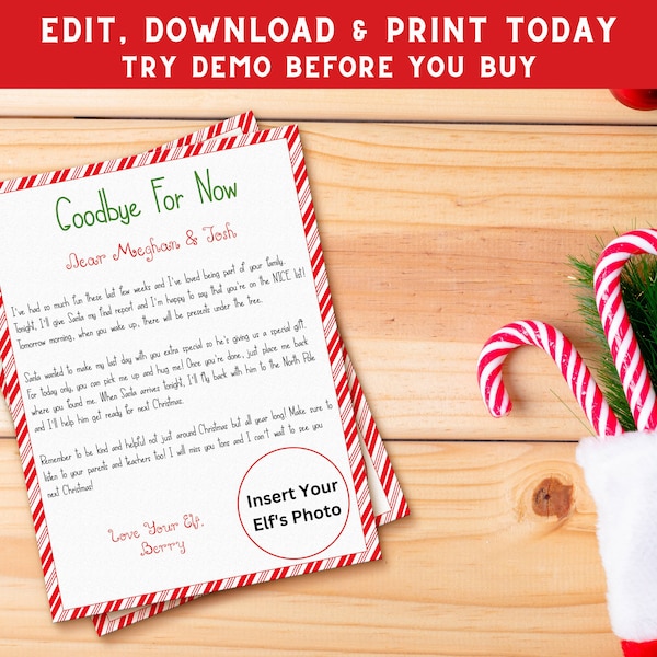 Elf Goodbye Letter - Christmas Elf Departure Note - Elf Farewell Letter - Goodbye From The Elf Shelve - Bye For Now Elf Printable - PESW1