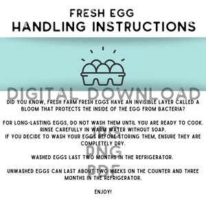 Egg Handling Instructions Digital Download