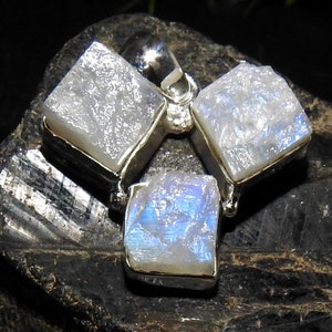 Weißer Regenbogen Mondstein Anhänger/Natürlicher Regenbogen Mondstein/Kristall Schmuck/925 Sterling Silber/Rohschmuck/Geschenk für Sie