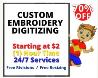 Custom Embroidery Digitizing, Logo Digitizing, Embroidery Digitizing Service, Image Digitizing Embroidery, Custom Digitize