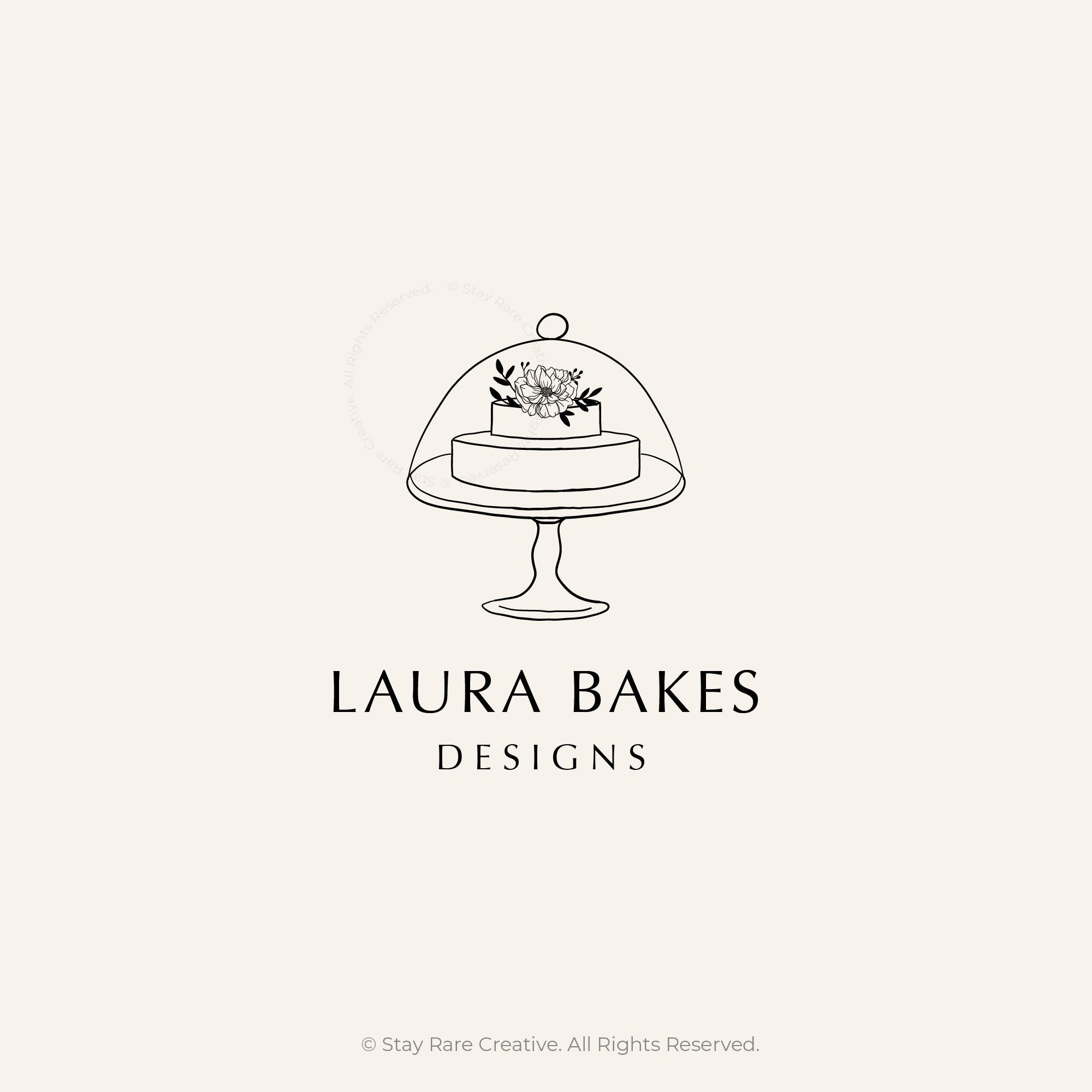 Bakery Logo Design Cake Stand Logo Stamp Logo Hand Drawn Etsy