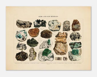 Póster de piedras preciosas y minerales
