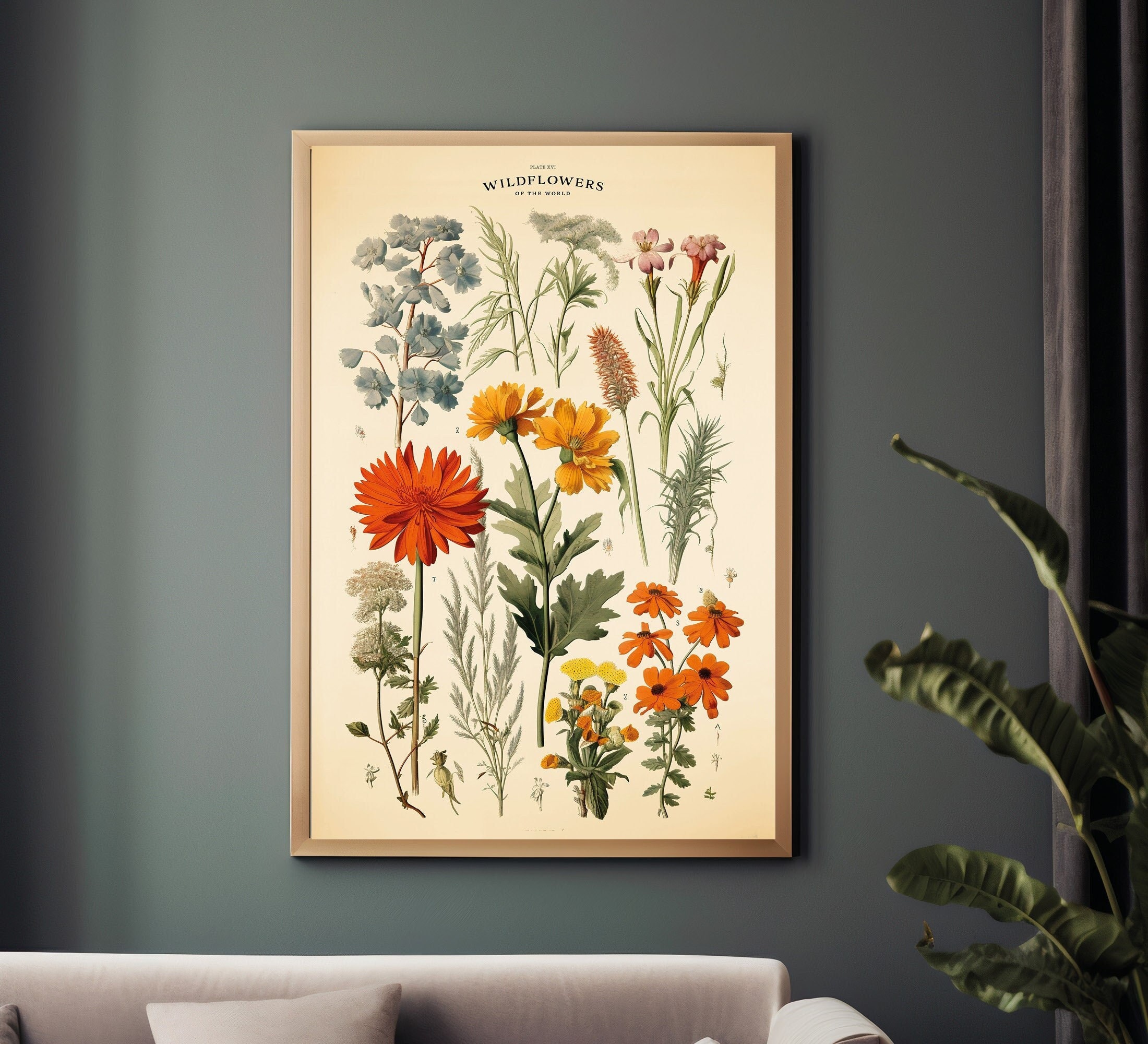 Vintage Wildblumen Puzzle 1000 Teile Für Erwachsene – Botanik-Pflanze Blumen-Motiv Aus Nordamerika – Inkl. Poster
