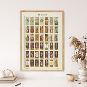 impression de pont de tarot vintage, affiche de cartes de tarot français, impression de carte vintage, art mural éphémère occulte, ancienne impression de carte, décor spirituel magique