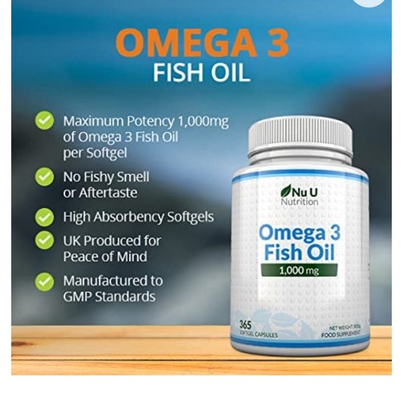 Omega 3 Fish Oil 1000 Mg Fish Oil Omega-3 1 Year Cure | Etsy Ireland
