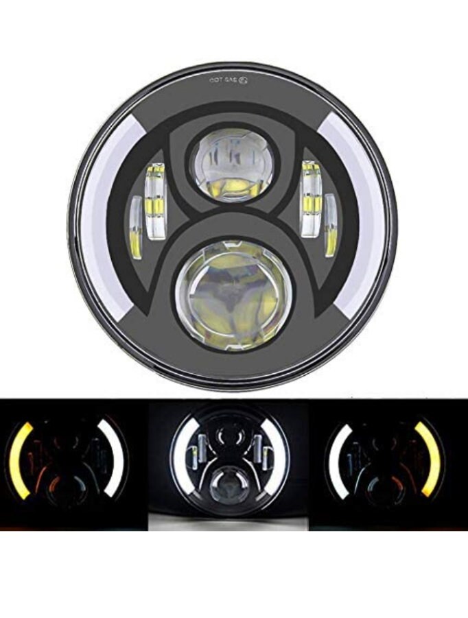 Skuntuguang - Phare Avant 7 à Led avec Feux Clignotants Drl Pour Moto