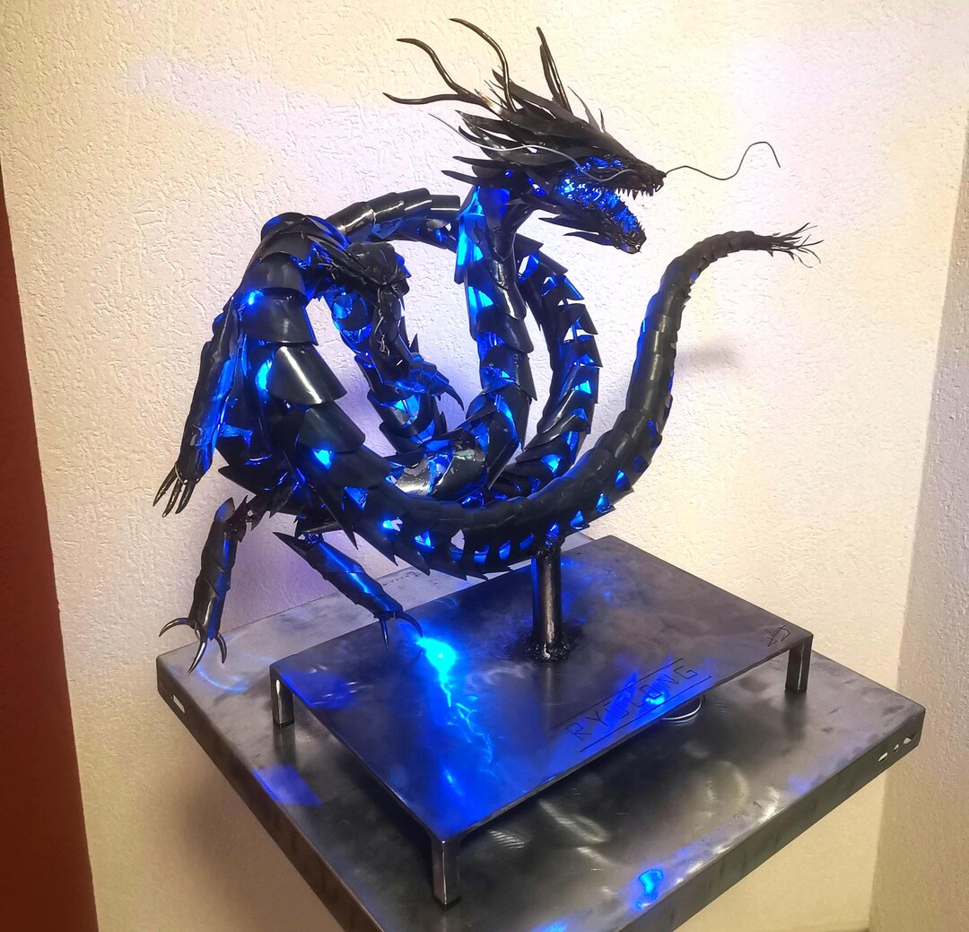 Artful Chinese Dragon Metal Sculpture With Microcontroller-controlled ...