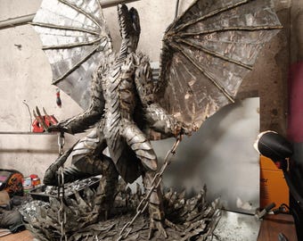 Dragon Statue "Wrath" - Metal art in the form of a large and impressive metal sculpture