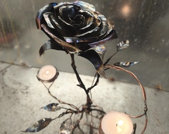 Handmade forged metal rose | creative decoration steel flower metal gift blacksmithing wedding gift Valentine's Day anniversary