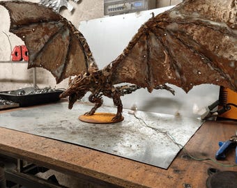 Artful dragon wire sculpture | Detailed metal sculpture made from recycled materials | Perfect for fans of fantasy creatures